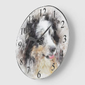 Blue Collie Große Wanduhr (Winkel)