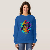Blue color classic Tshirt, "Bleibe Strong" Sweatshirt (Vorne ganz)