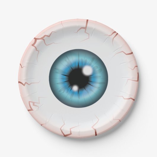 Blue Color Eyeball Halloween Bloodshot Eyeball Pappteller (Vorderseite)