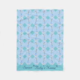 Blue Color Quilt Giraffen Design Fleece Blanket