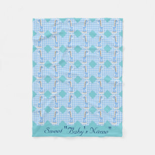 Blue Color Quilt Giraffen Design Fleece Blanket