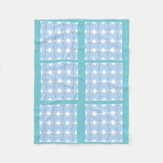 Blue Color Quilt Giraffen Design Fleece Blanket (Vorderseite)