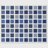 Blue Color Squares Checkered Geschenkpapier (Flach)