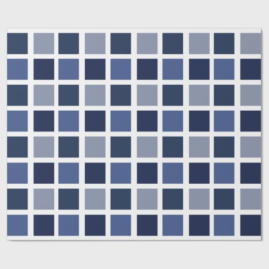 Blue Color Squares Checkered Geschenkpapier (Flach)