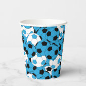 Blue Colored Soccer Balls Pappbecher (Rückseite)