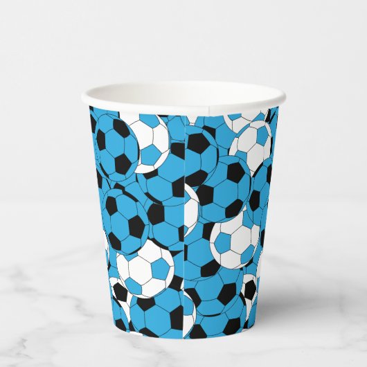Blue Colored Soccer Balls Pappbecher (Rechts)