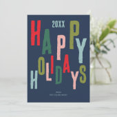 Blue Colorful Festive Happy Holidays Weihnachten (Stehend Vorderseite)