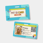 Blue & Colorful Hund ID Card mit QR Code & Foto Ausweis (Vorder- & Rückseite)