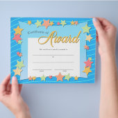 Blue Colorful Stars Kid's Certificate Award Flyer (Hand)