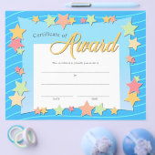 Blue Colorful Stars Kid's Certificate Award Flyer (Einzeln)