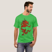 Blue Colorful Traditional Chinese Dragon in Moon T-Shirt (Vorne ganz)