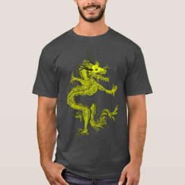 Blue Colorful Traditional Chinese Dragon in Moon T-Shirt