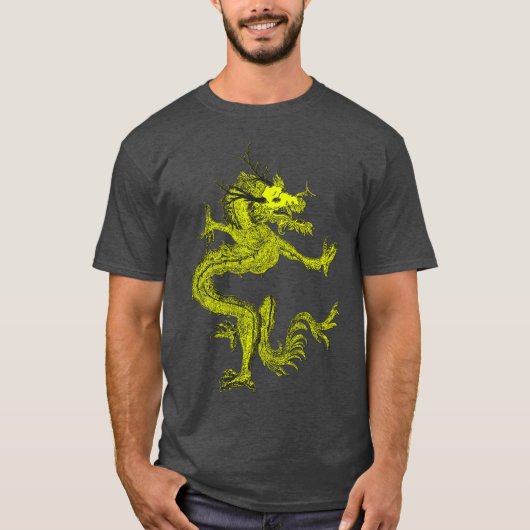 Blue Colorful Traditional Chinese Dragon in Moon T-Shirt (Vorderseite)