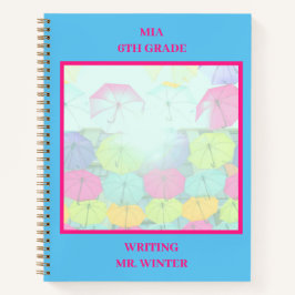 Blue Colorful Umbrellas Student Notizblock