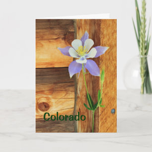 Blue Columbine and Wood Missing You Greeting Card Karte