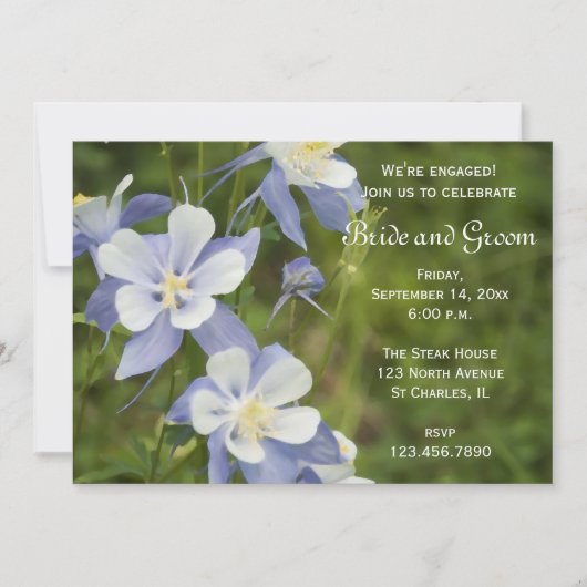 Blue Columbine Blume Engagement Party Einladung (Vorderseite)
