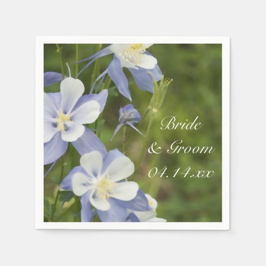 Blue Columbine Blume Hochzeit Serviette (Vorderseite)