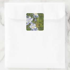 Blue Columbine Blume Hochzeit Vielen Dank für Ihre Quadratischer Aufkleber