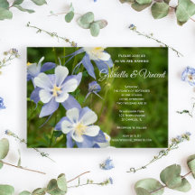 Blue Columbine Blume Hochzeitseinladung