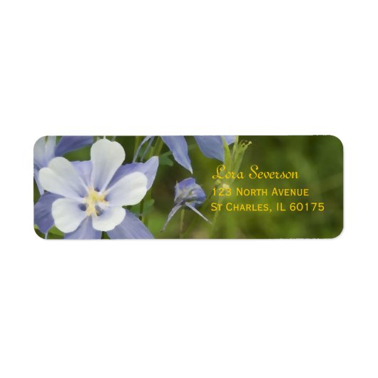 Blue Columbine Blume Rücksendeadresse (Vorne)