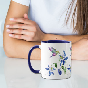 Blue Columbine Garden Hummingbird Tasse
