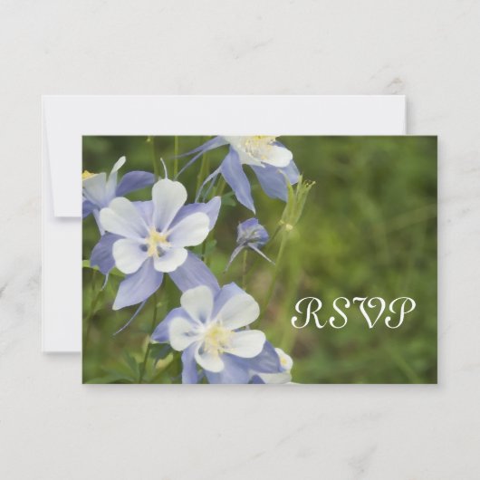 Blue Columbine Wedding RSVP Response Card Karte (Vorderseite)