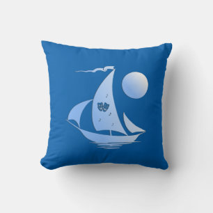 Blue Comedy und Tragedy Theater Sailboat Kissen