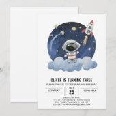 Blue Comet Kids Astronaut Boy Birthday Einladung (Vorne/Hinten)