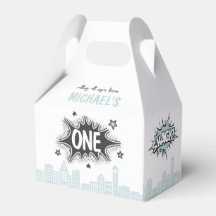 Blue Comic Book Superhero Gable Favor Box Geschenkschachtel