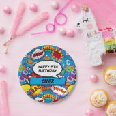 Blue Comic Book Superhero Geburtstagsparty Pappteller (Party)