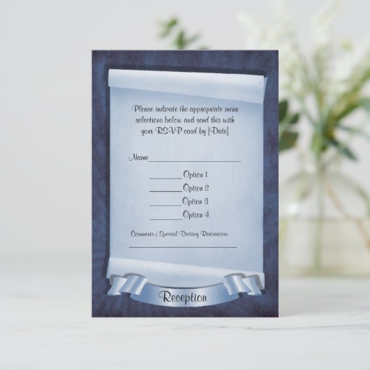 Blue Commitment Zeremonie Custom Empfang Cards Einladung (Stehend Vorderseite)