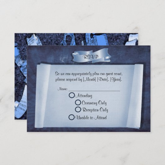 Blue Commitment Zeremonie Custom RSVP Cards (Vorne/Hinten)