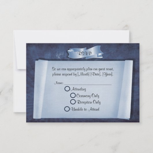 Blue Commitment Zeremonie Custom RSVP Cards Karte (Vorderseite)