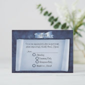 Blue Commitment Zeremonie Custom RSVP Cards Karte (Stehend Vorderseite)