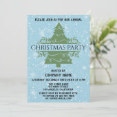 Blue Company Holiday Weihnachten Party Tree Snow Einladung (Stehend Vorderseite)
