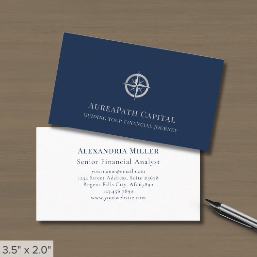 Blue Compass Logo Business Card Visitenkarte
