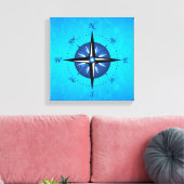 Blue Compass-Rose Leinwanddruck (Insitu (Wohnzimmer))