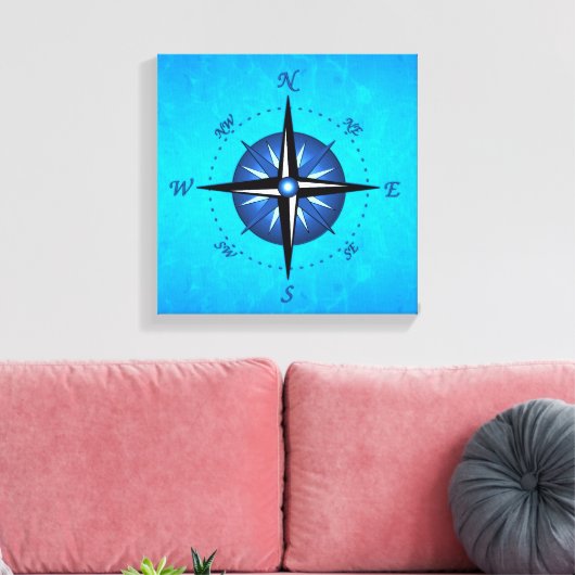 Blue Compass-Rose Leinwanddruck (Insitu (Wohnzimmer))