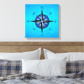 Blue Compass-Rose Leinwanddruck (Insitu (Schlafzimmer))