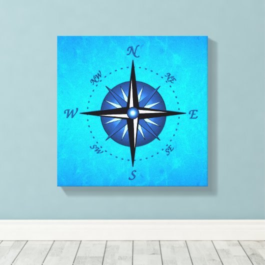Blue Compass-Rose Leinwanddruck (Insitu (Holzboden))