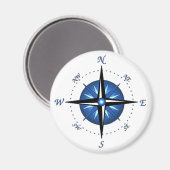 Blue Compass-Rose Magnet (Vorderseite/Rückseite)