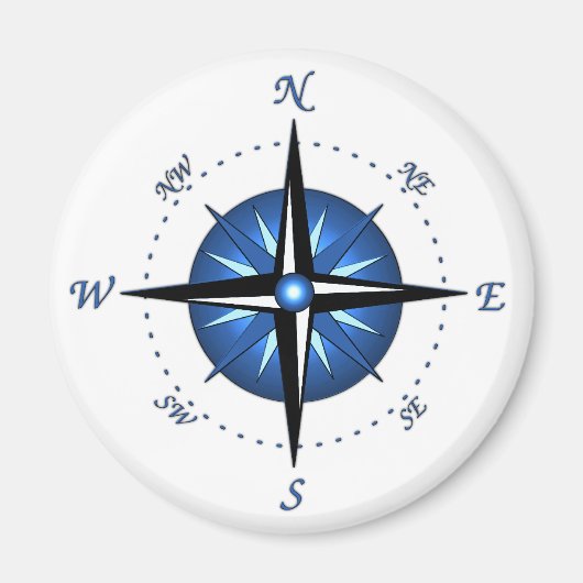 Blue Compass-Rose Magnet (Vorne)