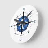 Blue Compass-Rose Runde Wanduhr (Winkel)