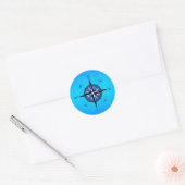Blue Compass-Rose Runder Aufkleber (Umschlag)