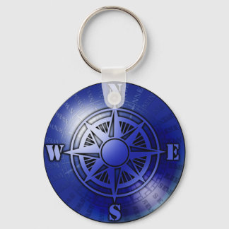 Blue Compass Rose Schlüsselanhänger