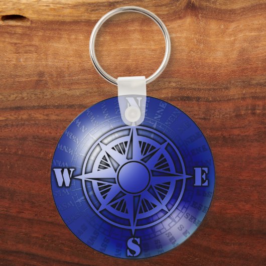 Blue Compass Rose Schlüsselanhänger (Vorderseite)