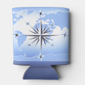 Blue Compass Rose World Map Dosenkühler (Rückseite)