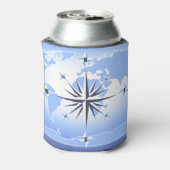 Blue Compass Rose World Map Dosenkühler (Kanne Rückseite)