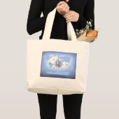 Blue Compass Rose World Map Leinwand Tote Bag Jumbo Stoffbeutel (Vorderseite (Produkt))