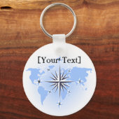 Blue Compass Rose World Map Schlüsselanhänger (Vorderseite)